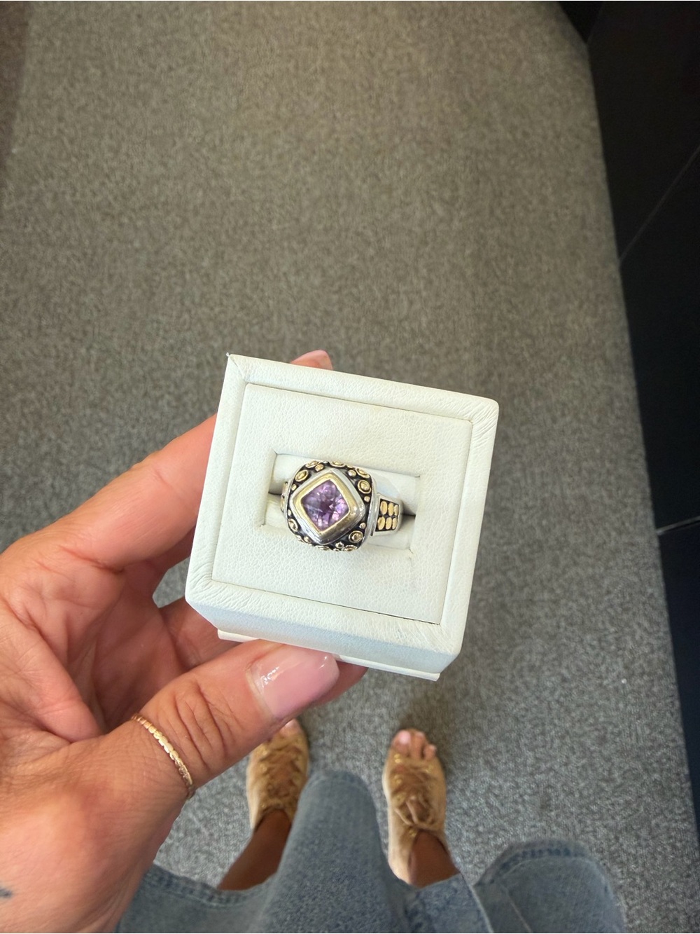 925 Sterling Silver Ring with Amethyst Center Stone size 7.25